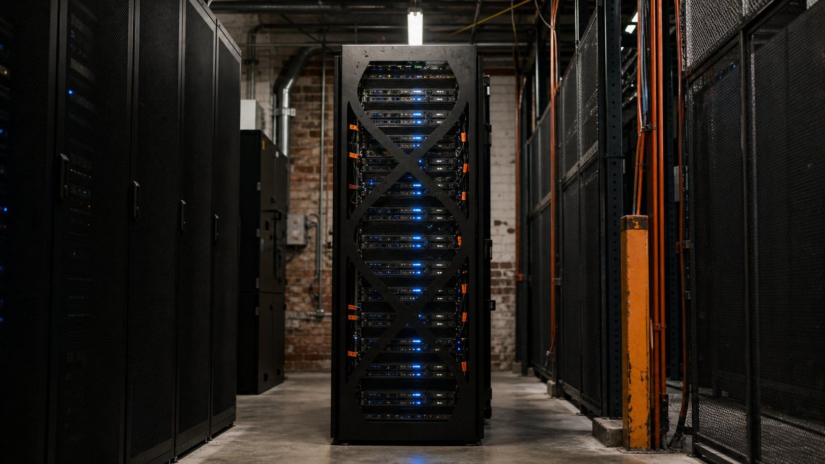 The Helix Rack installed in the Elizabeth facility aisle