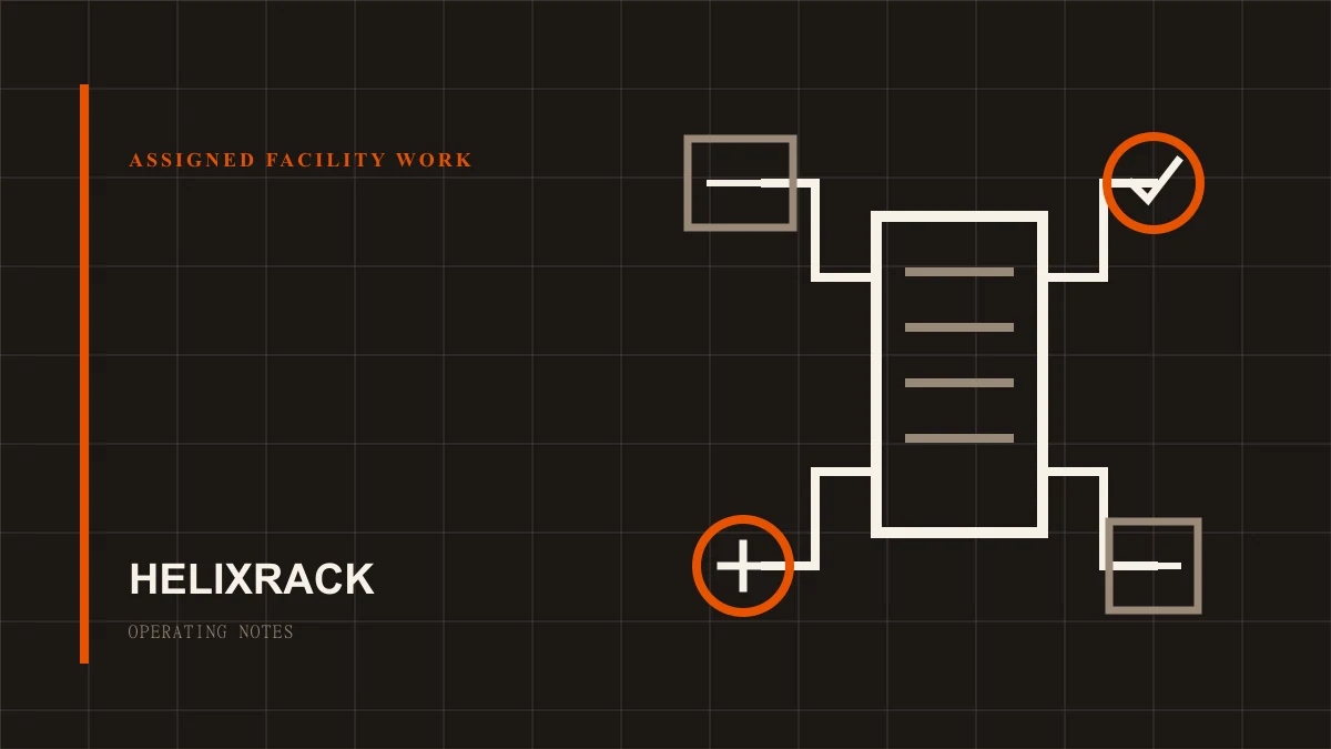One rack surrounded by assigned receiving, inspection, maintenance, and handoff tasks.