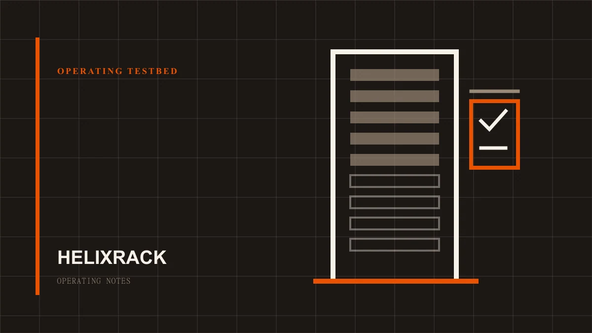 A test rack with installed systems, open positions, and an inspection baseline.